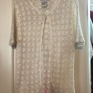 Women’s white crochet sweater size 10